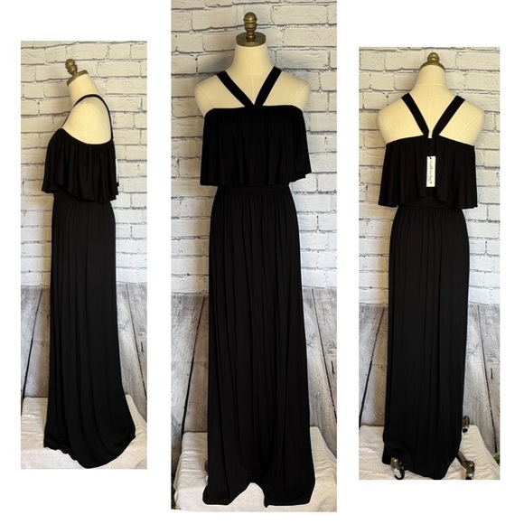 Mother Bee Maternity, Open Shoulder Dress, Wide Ruffle Bodice, Size M - Picture 4 of 8